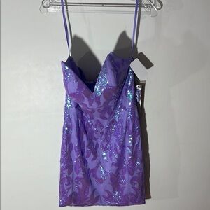 Stella 24701 Lilac Sequin Mini Dress